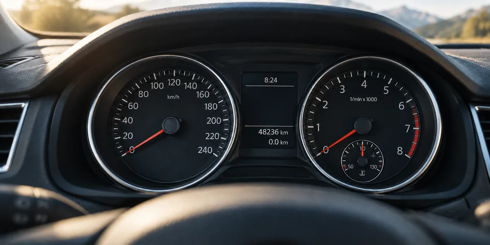 Tachometer als Symbol für Kilometerregelung