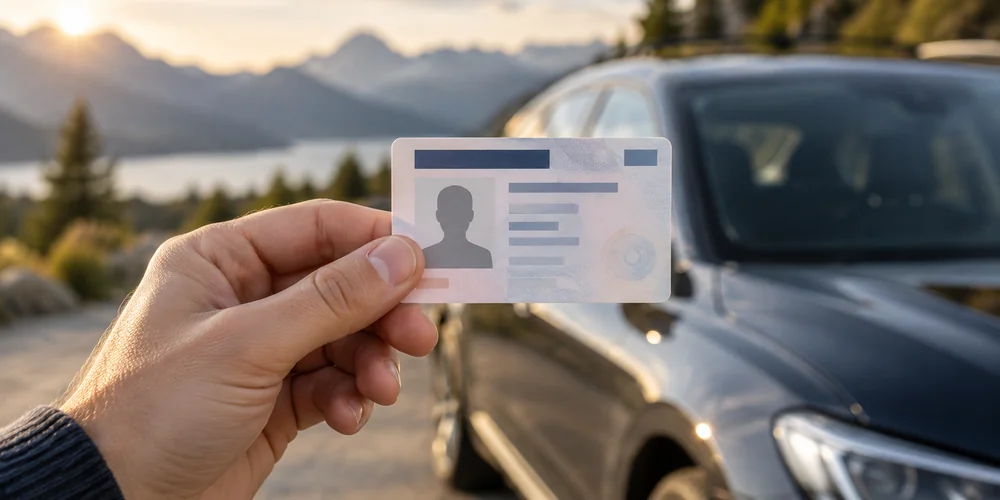 Dokument oder Führerschein als Symbol für Mietvoraussetzungen